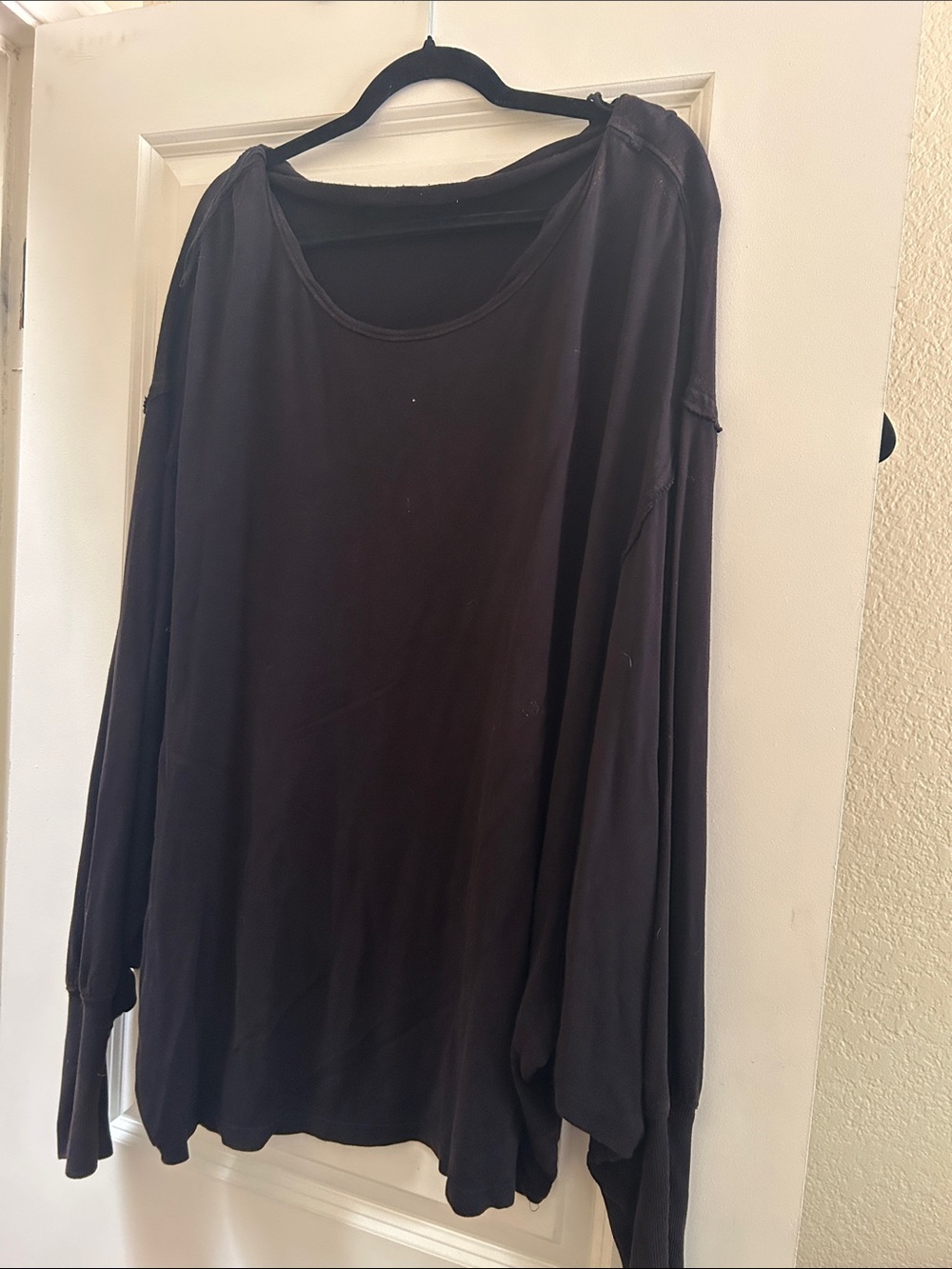 Free People Oversized Scoop Neck Sweatshirt - Black